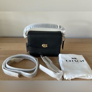 NWT Coach Cassie 19 black leather brass hardware includes 3 straps & dust bag